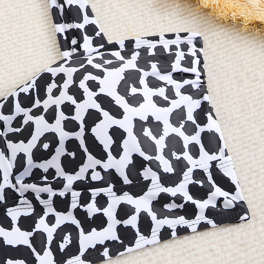 Damen Triangel-Bikini mit modischem Leopardenmuster und durchdachten Trägerdetails EB