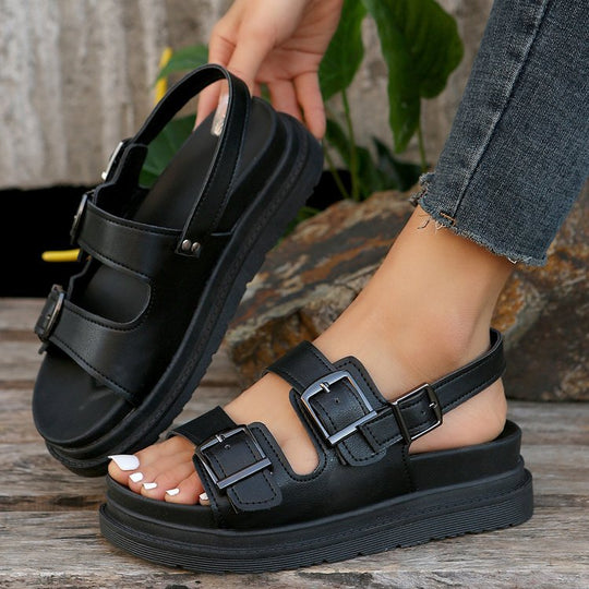 Damen modische Riemensandalen mit verstellbaren Schnallen EB
