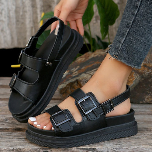 Damen modische Riemensandalen mit verstellbaren Schnallen EB