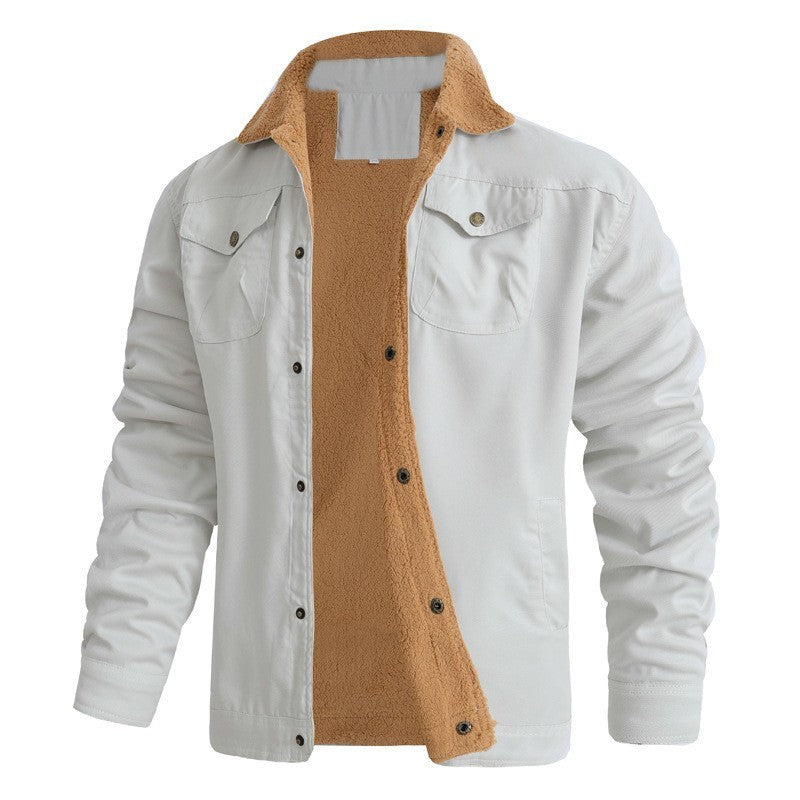 Herren Sherpa-gefütterte Workwear-Jacke aus Baumwoll-Canvas EB