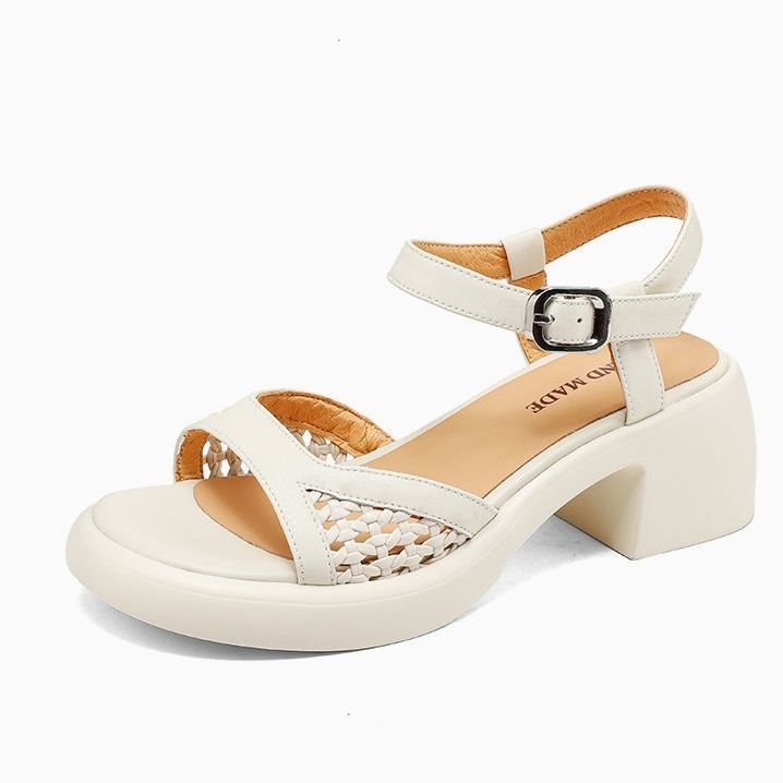 Damen elegante Plateau-Sandalen mit modischem Riemen und ergonomischem Fußbett EB