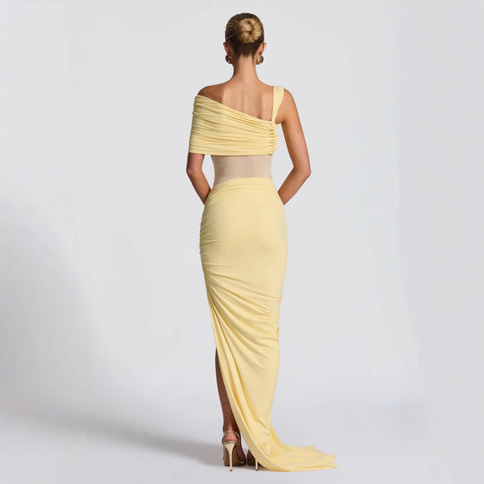 Damen Elegantes Wickelkleid mit asymmetrischem Schnitt und hohem Schlitz EB