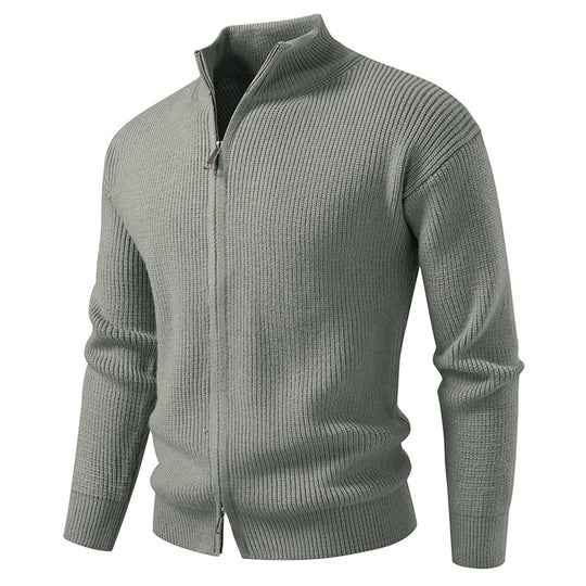 Herren Strickjacke mit hohem Kragen und durchgehender Reißverschluss EB