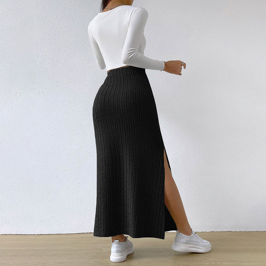Damen gerippter Maxi-Rock mit hohem Bund, taillierter Stretchpassform und schmeichelnder Längsrippe Eichborn Berlin
