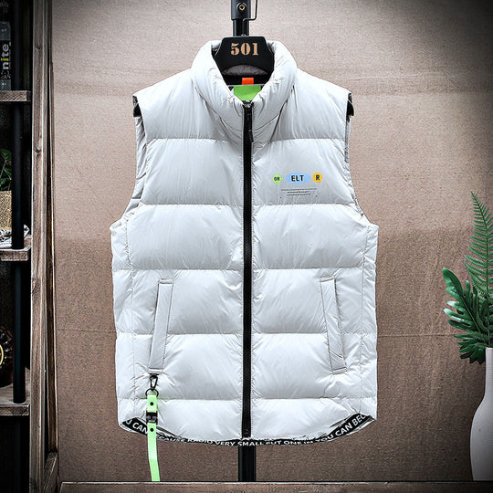 Herren Gepolsterte Steppweste mit Stehkragen, Reißverschluss und Textband EB