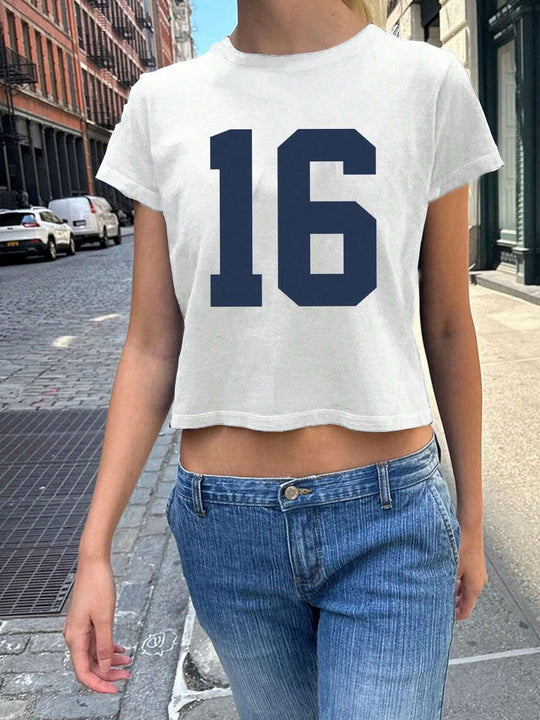 Damen Crop-T-Shirt mit künstlerischem Blutdruck-Design EB
