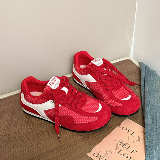 Damen Sportliche Sneaker mit atmungsaktivem Mesh und weichem Velours EB