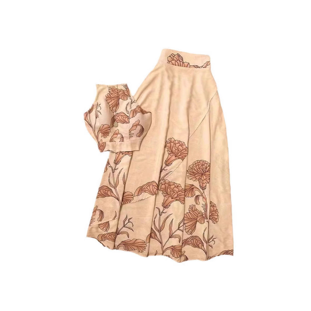 Damen Zweiteiliges Set mit floralen Mustern und luftiger Silhouette EB