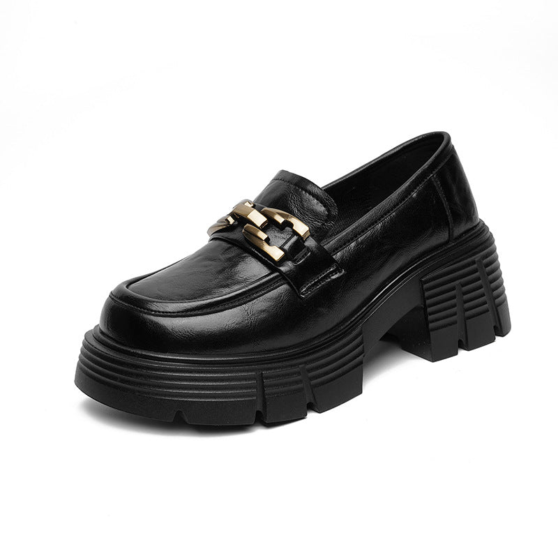 Damen Chunky Loafers mit luxuriösem Goldschmuckdetail und rutschfester Sohle EB
