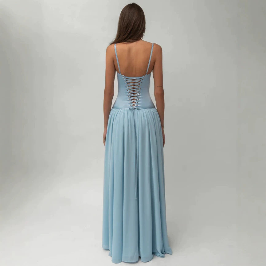 Damen nan modellierendes Bustier-Abendkleid mit vorgeformter Miederkonstruktion und weitfallendem Chiffon-Tellerrock EB