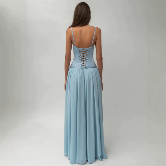 Damen nan modellierendes Bustier-Abendkleid mit vorgeformter Miederkonstruktion und weitfallendem Chiffon-Tellerrock EB
