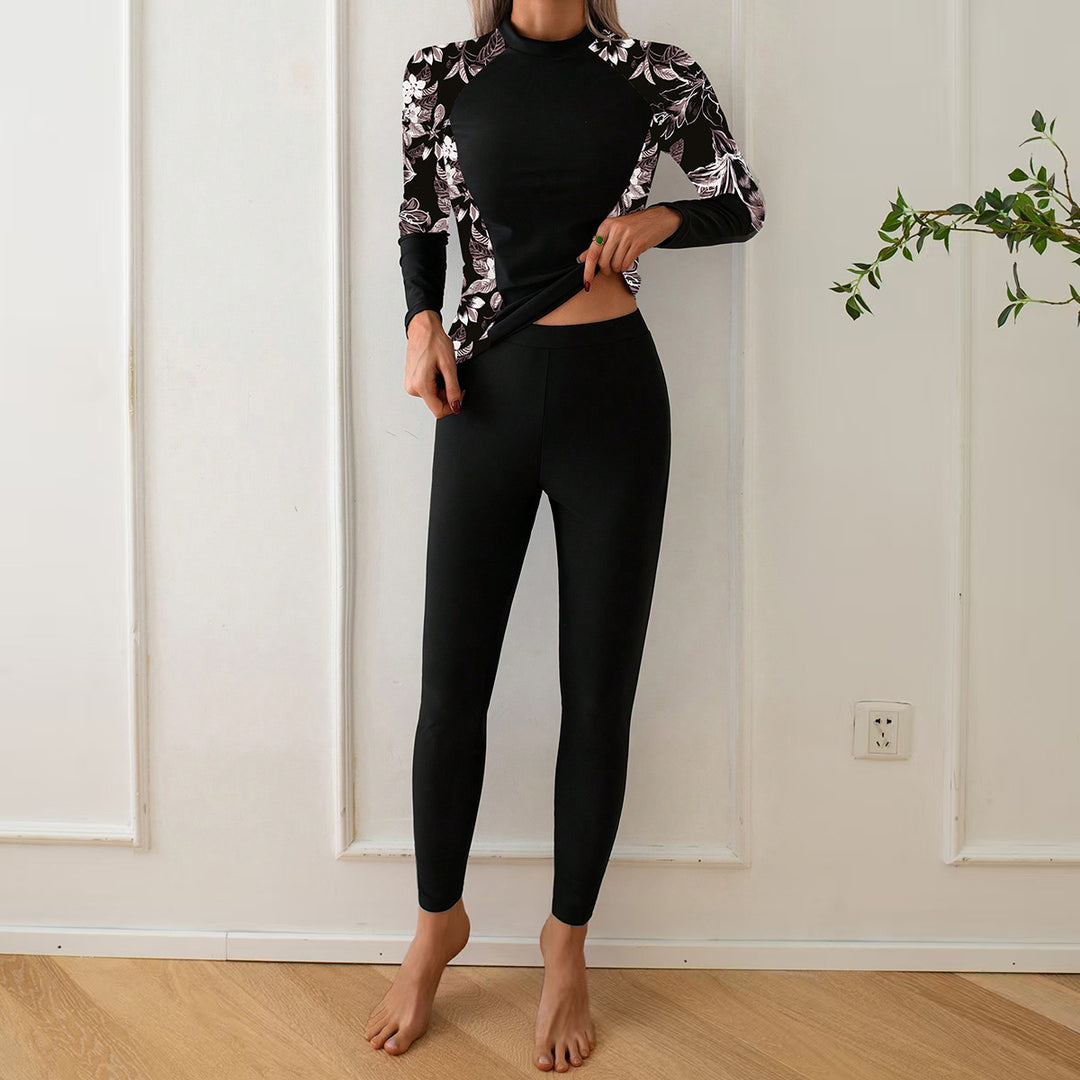 Damen Langarm Rashguard mit floralem Design EB