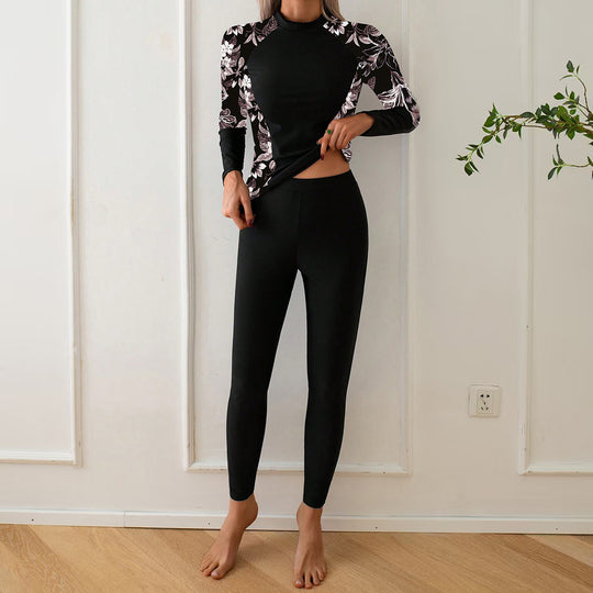 Damen Langarm Rashguard mit floralem Design EB