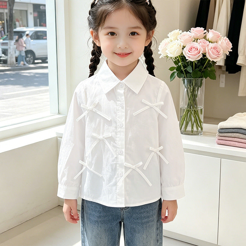 Mädchen Bluse mit liebevollen Schleifendetails EB