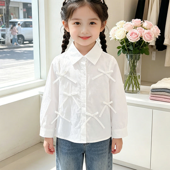 Mädchen Bluse mit liebevollen Schleifendetails EB