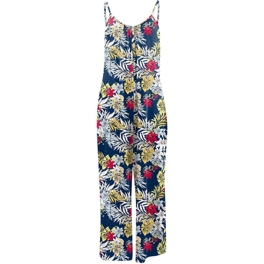Damen Lässiger Jumpsuit mit floralem Design und weitem Bein EB