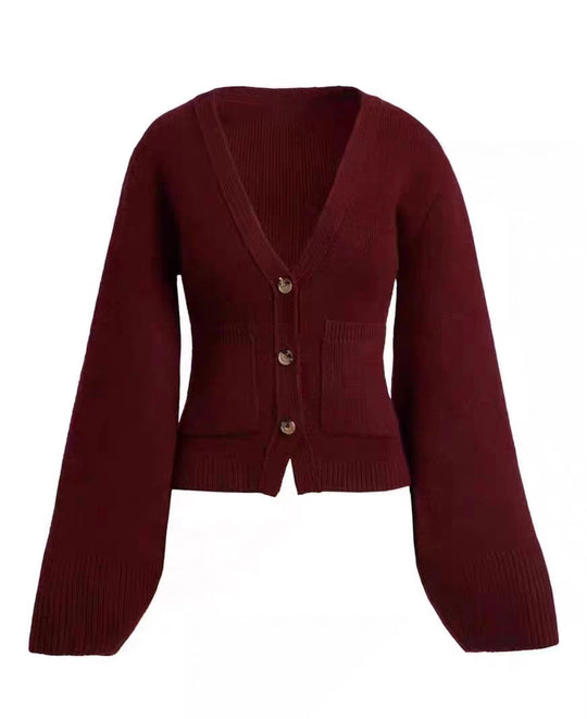 Damen Strickjacke mit weitem Schnitt und dekorativen Knöpfen EB