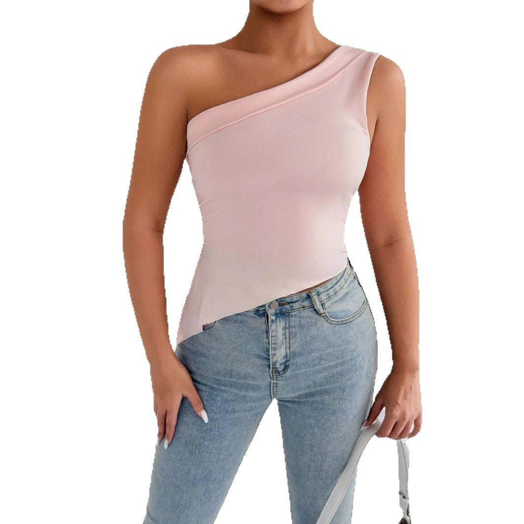 Damen asymmetrisches Top mit schulterfreiem Design und eleganter Drapierung EB