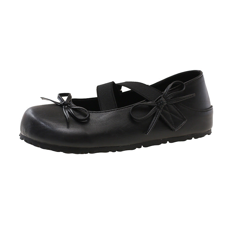 Damen Ballerinas mit geschlitzten Riemen und dekorativen Schleifen EB
