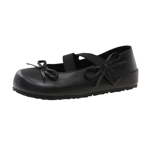 Damen Ballerinas mit geschlitzten Riemen und dekorativen Schleifen EB