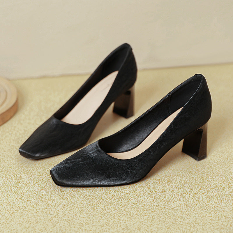 Damen Blockabsatz-Pumps mit quadratischer Zehenform und luxuriöser Oberfläche EB