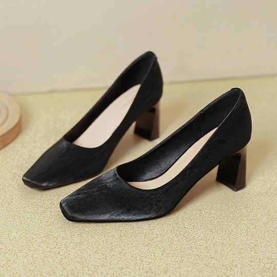 Damen Blockabsatz-Pumps mit quadratischer Zehenform und luxuriöser Oberfläche EB