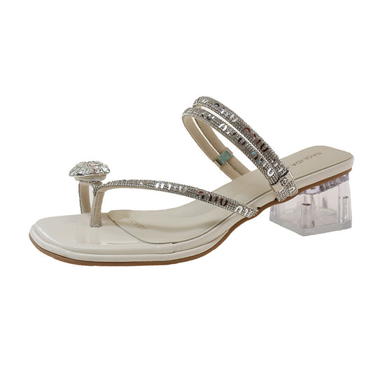 Damen Glamouröse Riemchen-Sandalen mit funkelndem Absatz EB