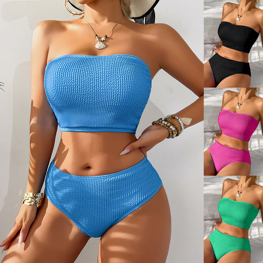 Damen Bandeau Bikini mit strukturiertem Design EB