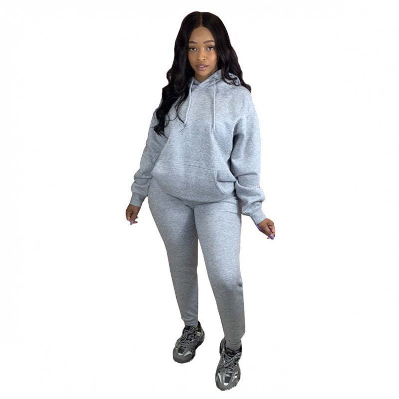 Damen Zweiteiliges Freizeitset mit Oversize Kapuzenpullover und Leggings mit hohem Bund, schmaler Passform EB