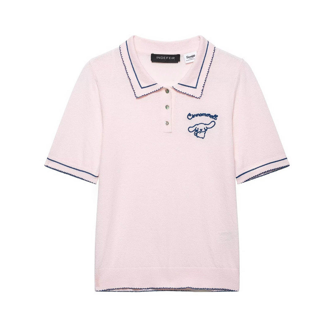 Damen Polo-Shirt mit feiner Struktur und gesticktem Motiv EB