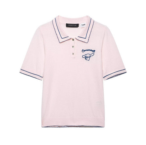 Damen Polo-Shirt mit feiner Struktur und gesticktem Motiv EB