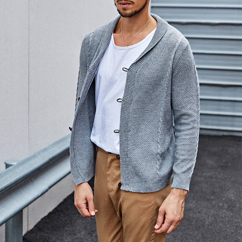 Herren lässiger Strickcardigan mit raffinierter Struktur und offenem Schnitt EB