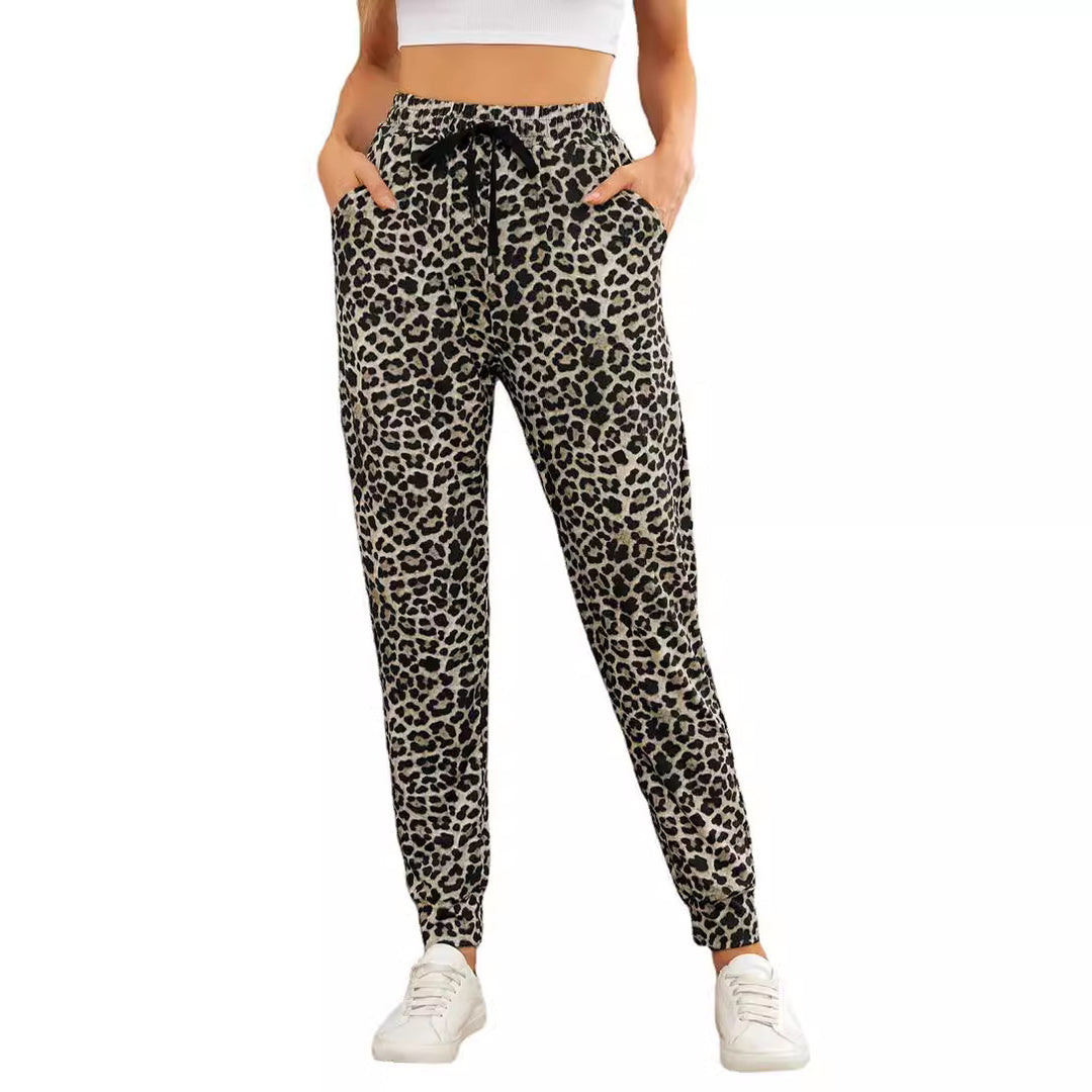 Damen Modische Sporthose im trendigen Leopardenmuster EB