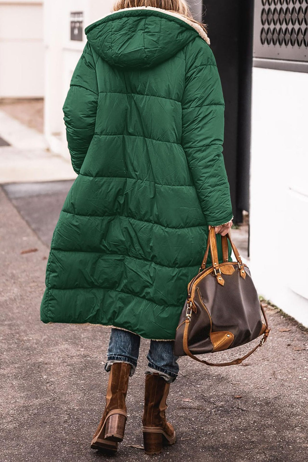 Damen lange, gefütterte Winterjacke mit Fleece-Futter EB