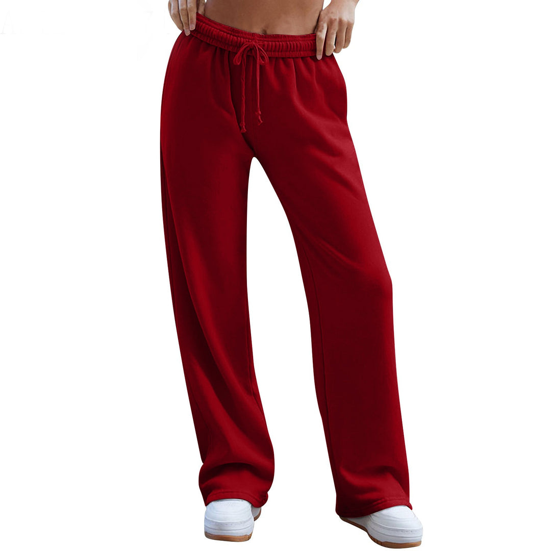 Damen nan weite Komfort-Loungehose mit hochgeschnittener Taille, elastischem Bund und Kordelzug EB