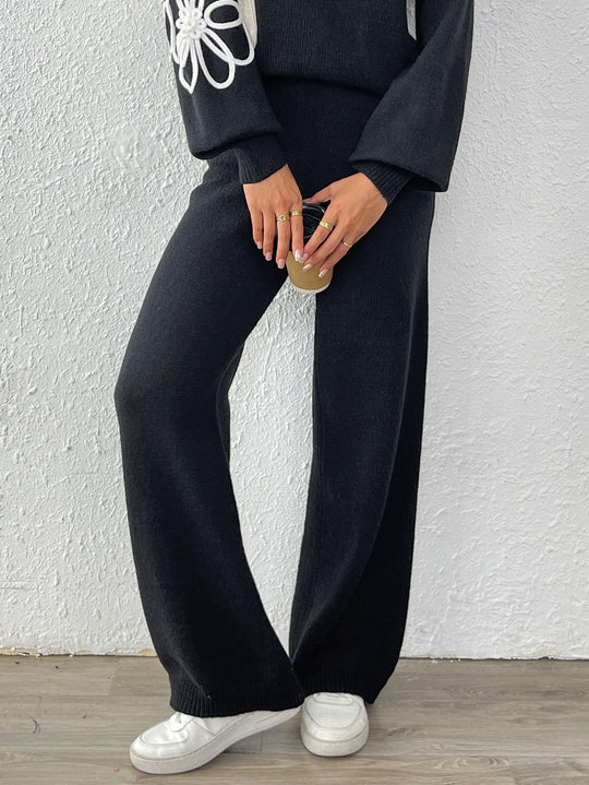 Damen lässige Strickhose mit weitem Schnitt EB