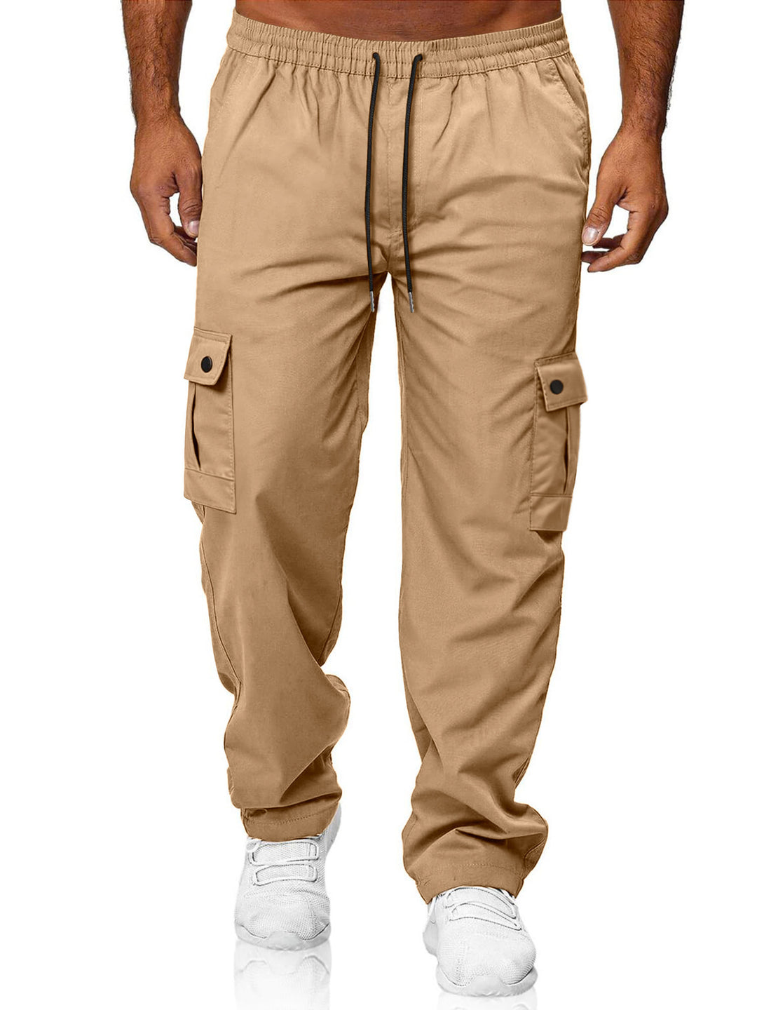 Herren Relaxed-Fit Cargo-Jogger mit elastischem Bund, Kordelzug und Klappentaschen EB