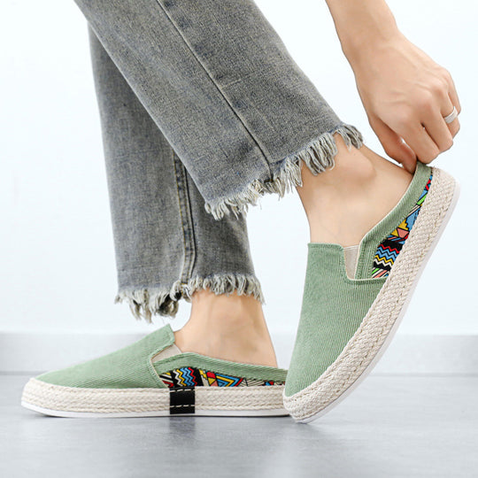 Damen modische und bequeme Slip-On Espadrilles mit farbenfrohen Akzenten EB