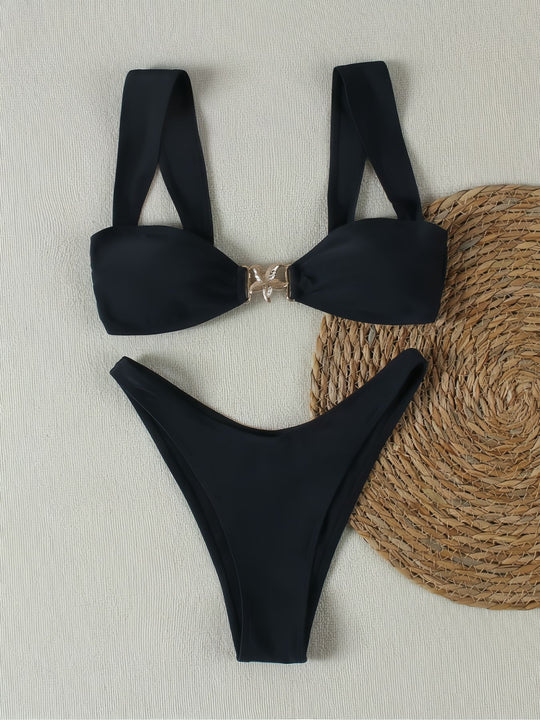 Damen Bikini-Set mit elegantem Knoten-Detail und hochwertigem Bindemuster EB
