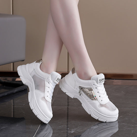 Damen modische Sneakers mit funkelndem Detail und atmungsaktivem Obermaterial EB