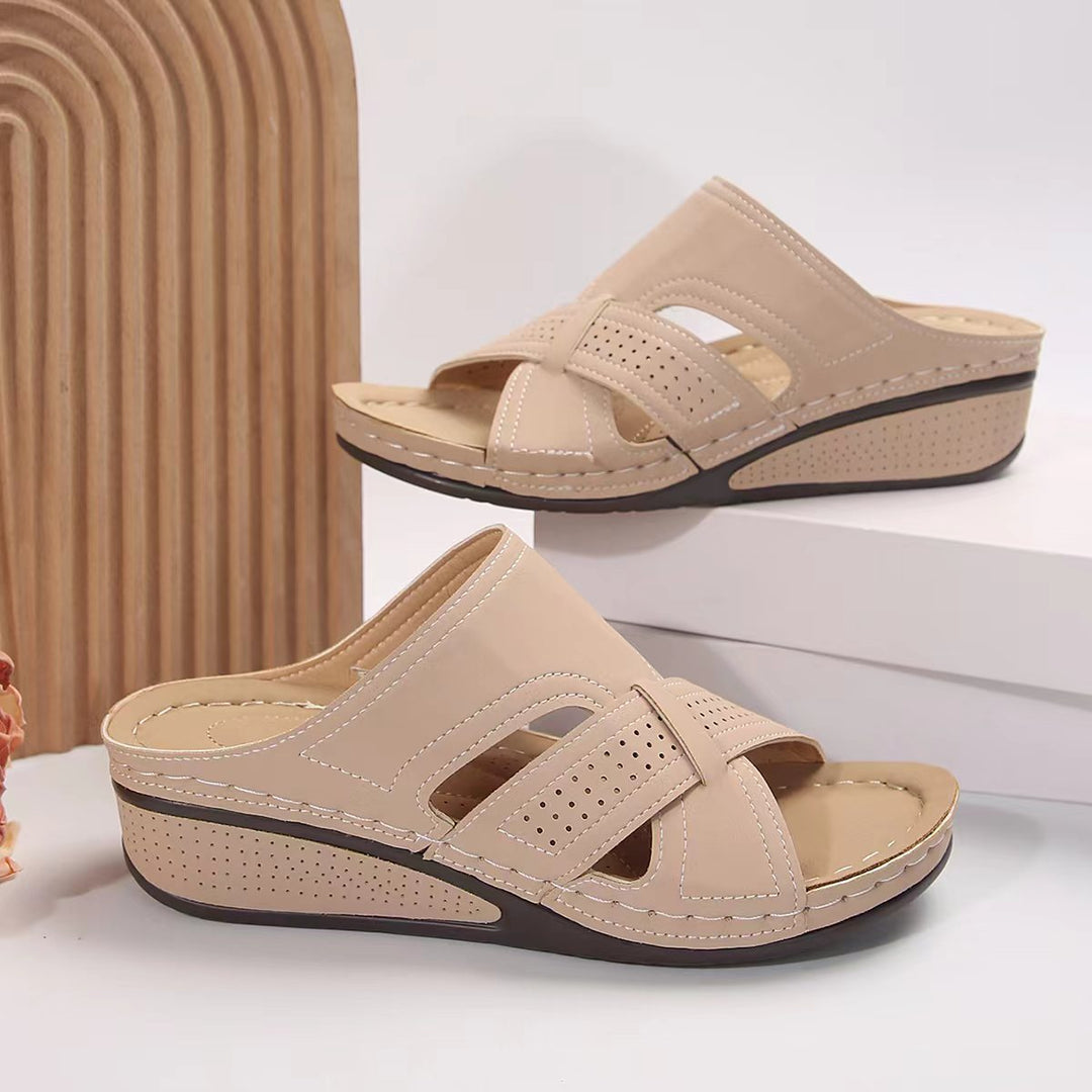 Damen Komfortable Wedge-Sandalen mit atmungsaktiven Riemen EB