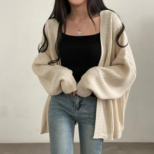 Damen Übergröße Strickjacke mit weit geschnittenen Ärmeln und strukturierter Textur EB