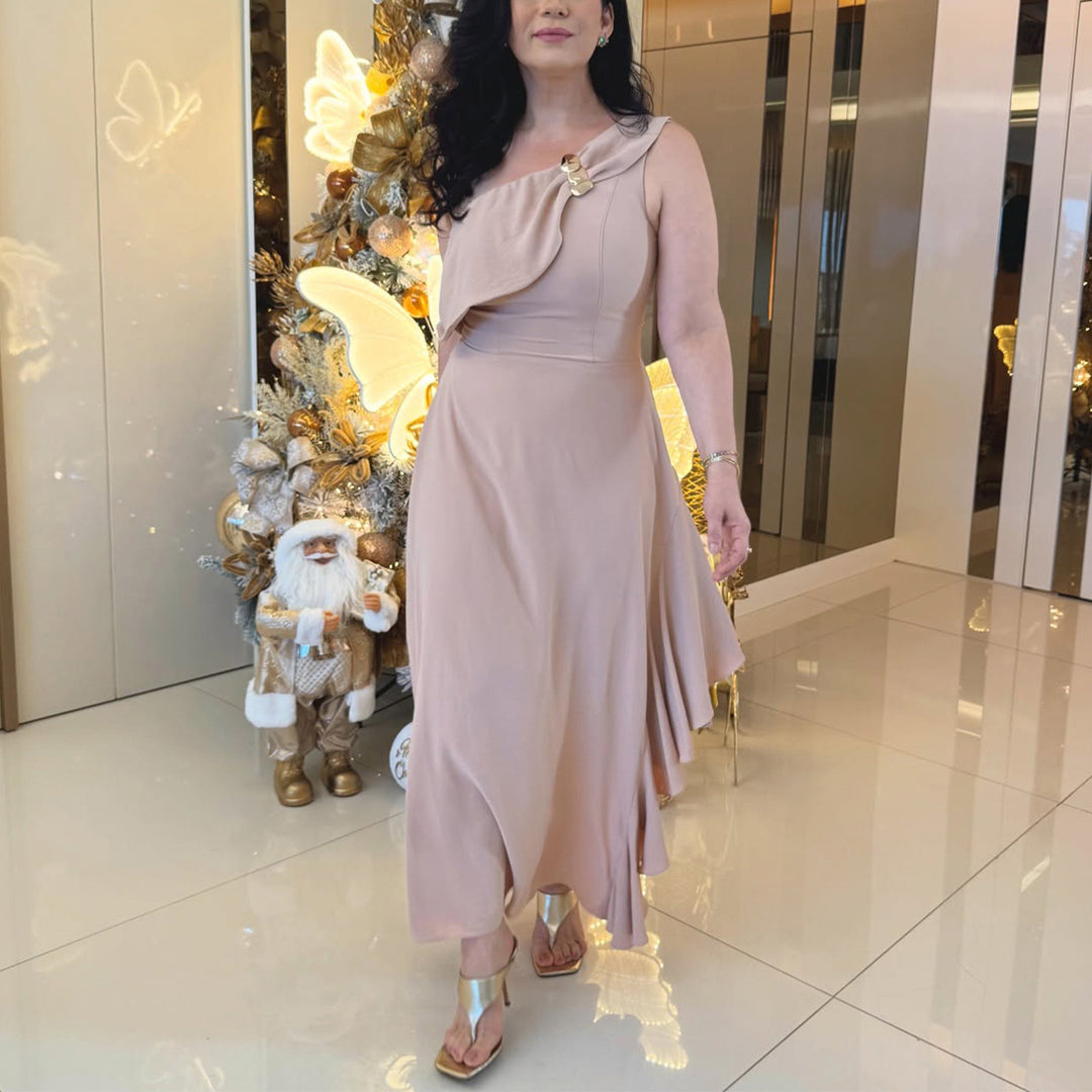 Damen Maxikleid mit eleganter Raffung EB