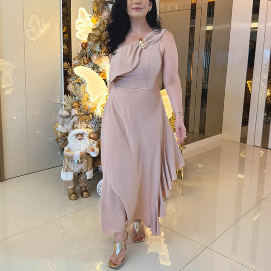 Damen Maxikleid mit eleganter Raffung EB