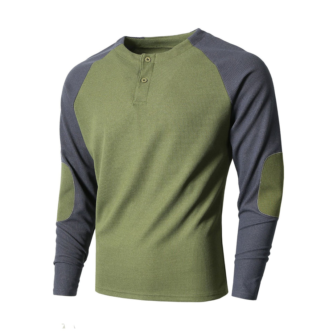 Herren Langarmshirt mit modischem Henley-Ausschnitt und strukturierten Ärmeln EB
