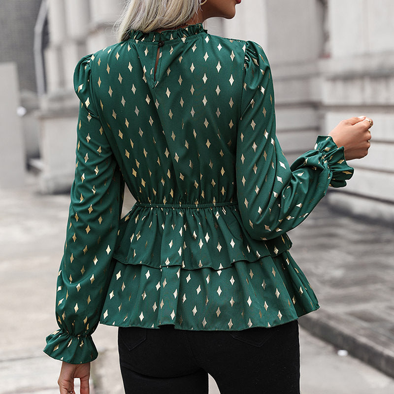 Damen Trendige Bluse mit Rüschendetails und strukturiertem Obermaterial EB