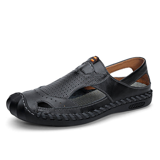 Herren Atmungsaktive Leder Freizeitschuhe mit rutschfester Sohle EB