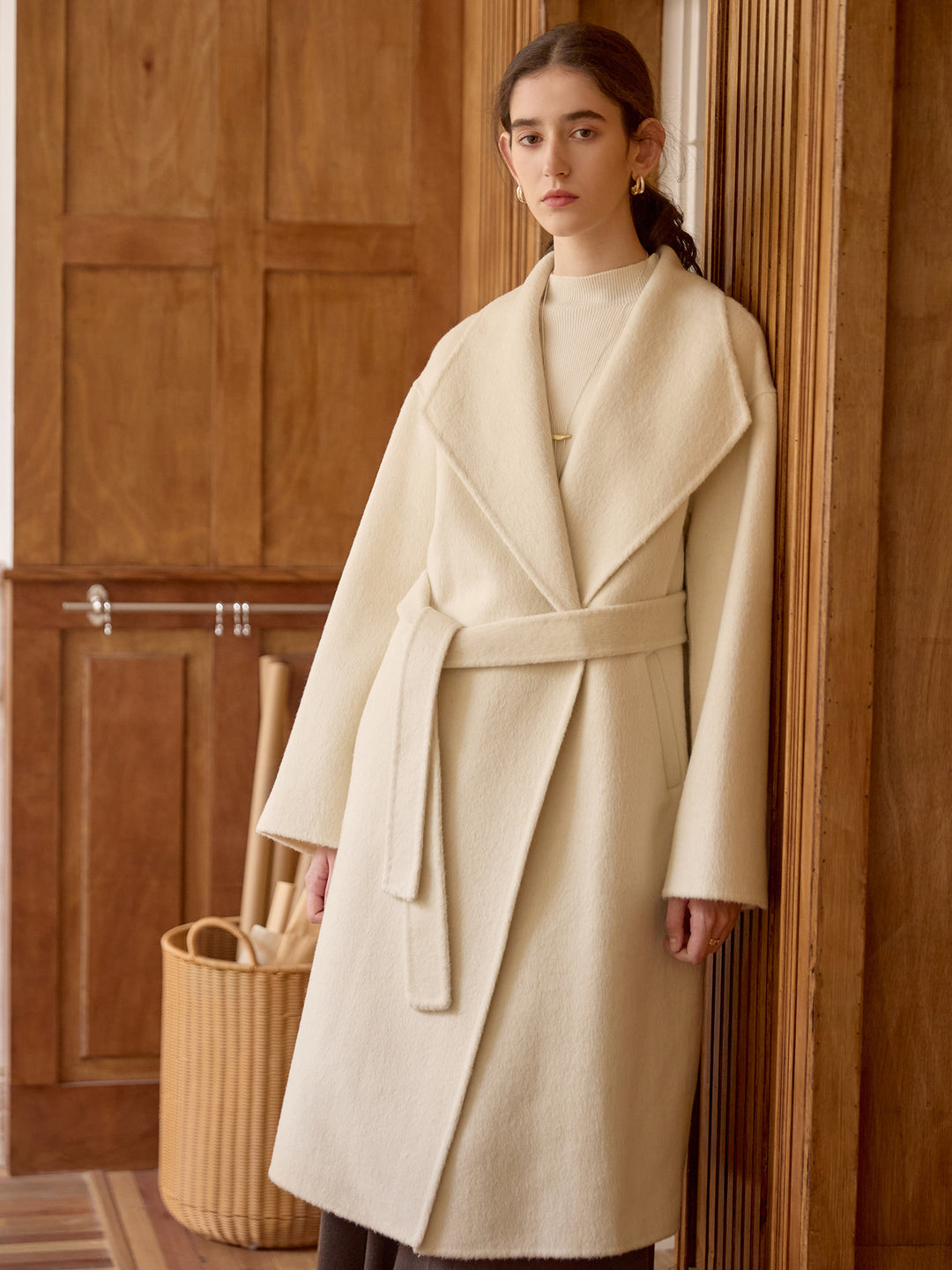 EB | Übergröße Langmantel Minimalistisches Wickeldesign