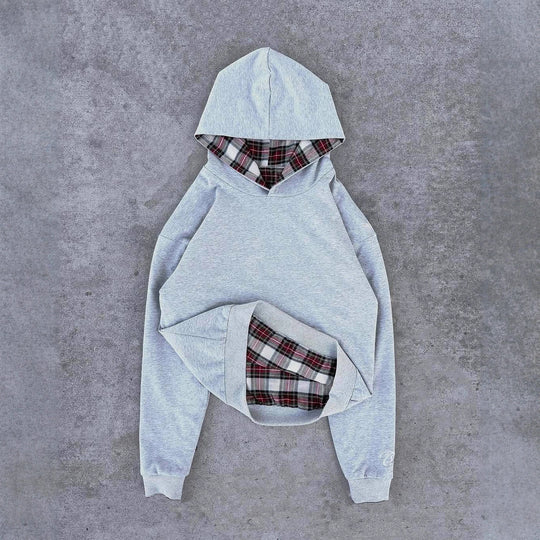 Damen Kapuzenpullover mit modernem Karo-Futter EB