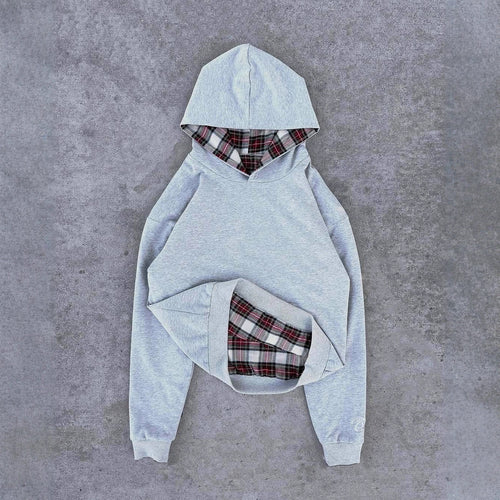 Damen Kapuzenpullover mit modernem Karo-Futter EB